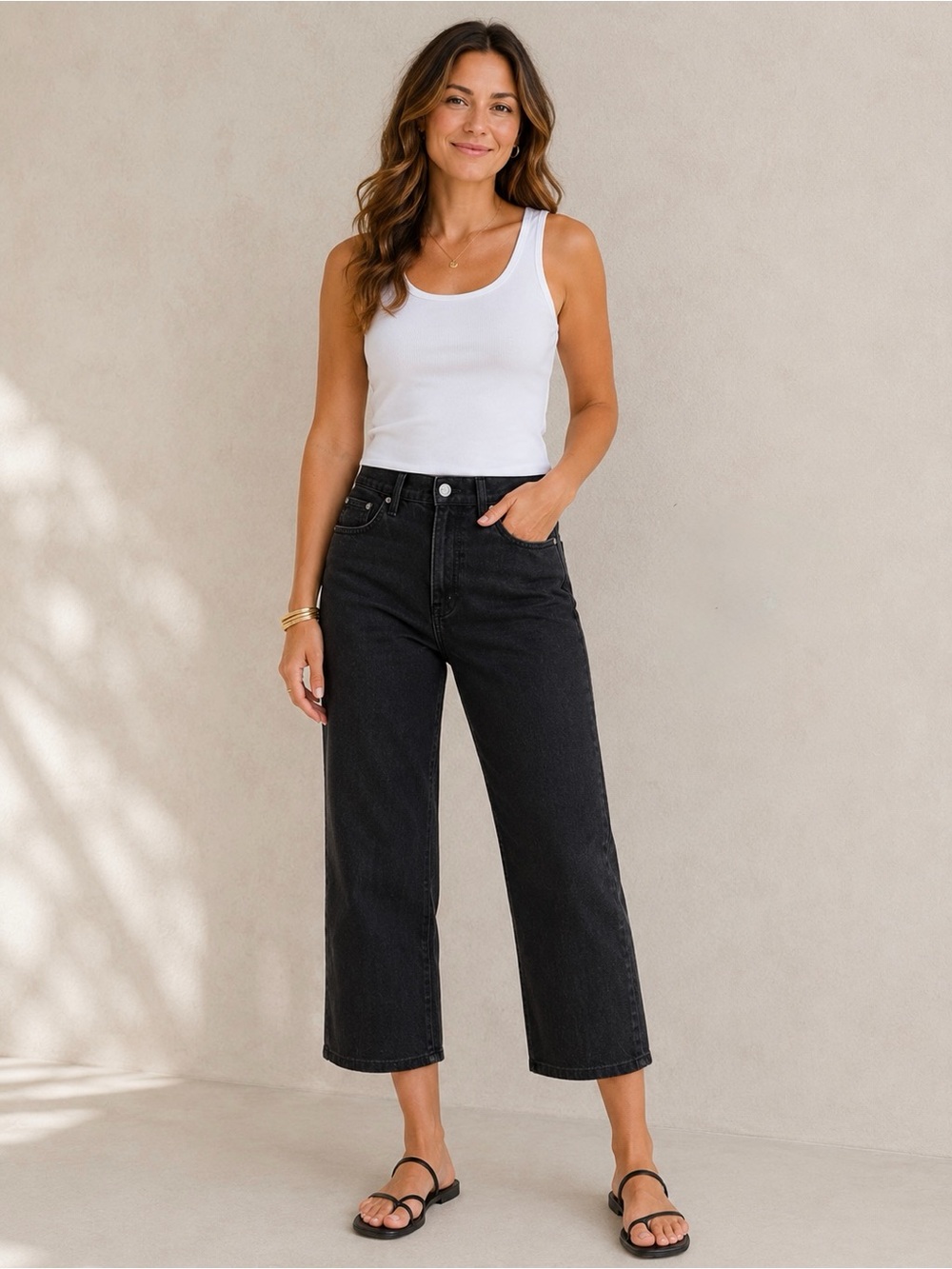 LRL Ralph Lauren Charcoal Black Cropped Jeans Size 4 Classic Stretch Denim